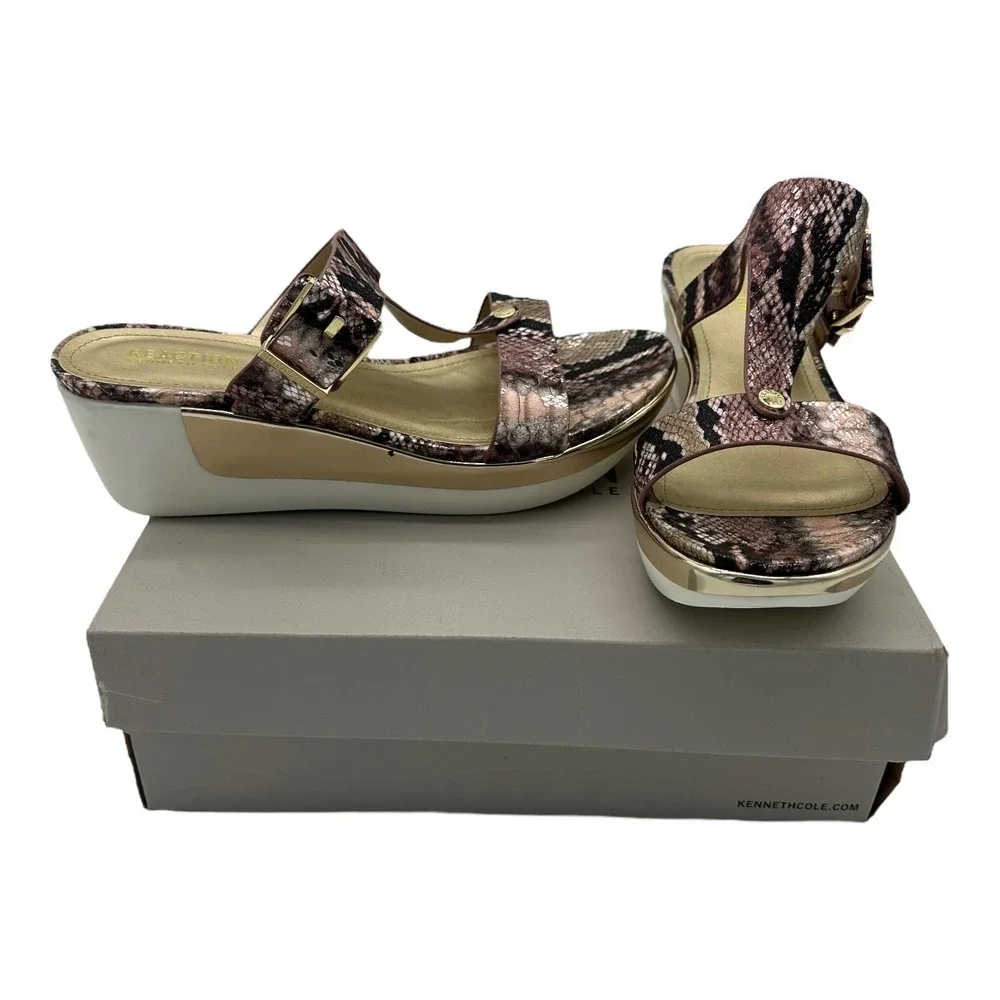 Kenneth Cole Reaction Women's Pepea Buckle Wedge Sandals Women's Shoes 9.5